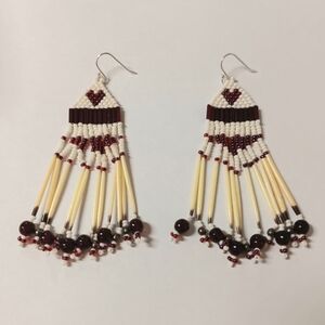 Handmade Beaded Earrings with Porcupine Quills and 925 Sterling Silver Findings